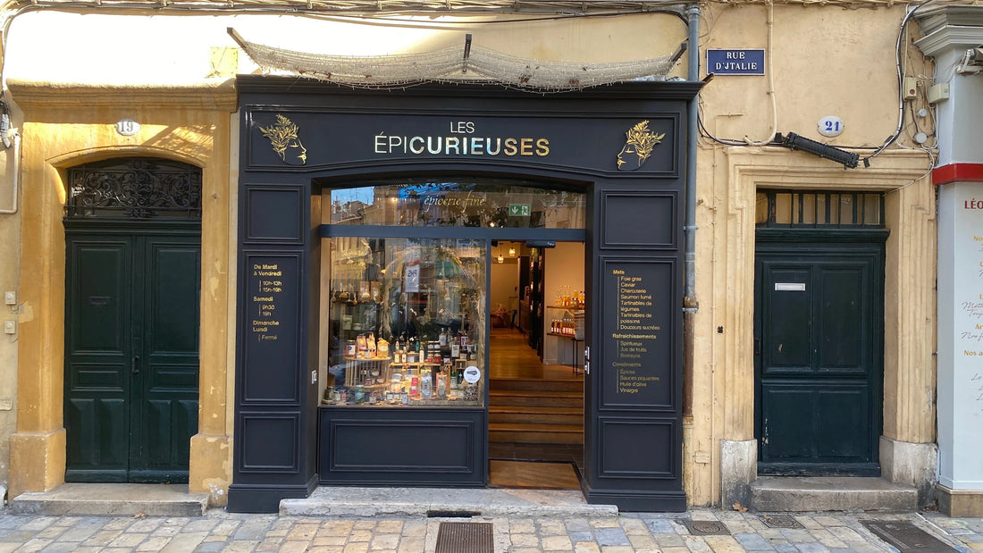 Façade de la boutique Les Épicurieuses, épicerie fine artisanale à Aix-en-Provence