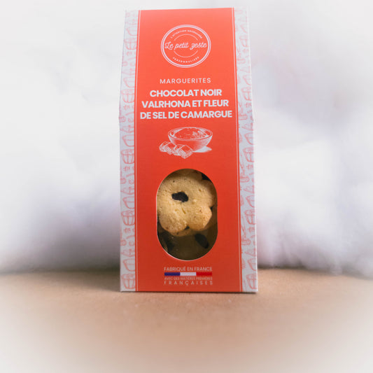 Biscuit Marguerites Chocolat Noir Valrhona Fleur de Sel de Camargue - Le Petit Zeste - epicerie fine Les Epicurieuses