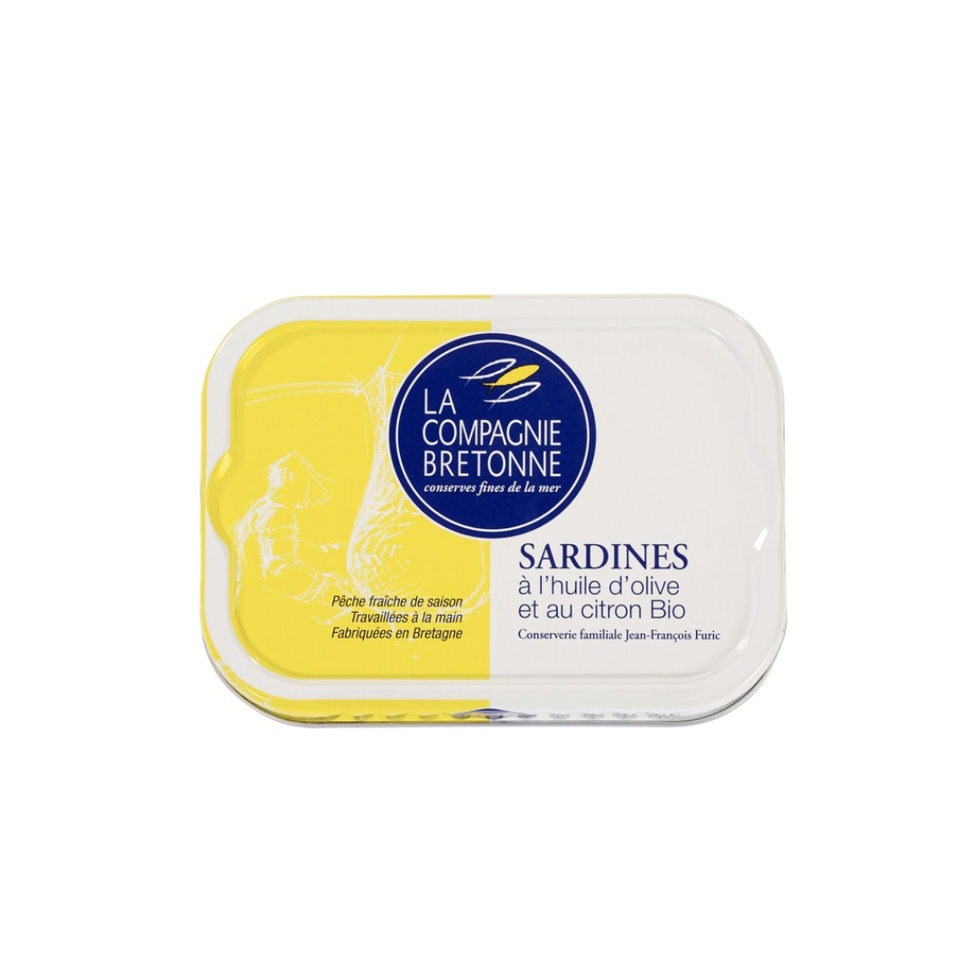 Sardines à l’huile d’olive et au citron bio - La Compagnie Bretonne - vue 2 - La Compagnie Bretonne - Sardines Les Épicuri...